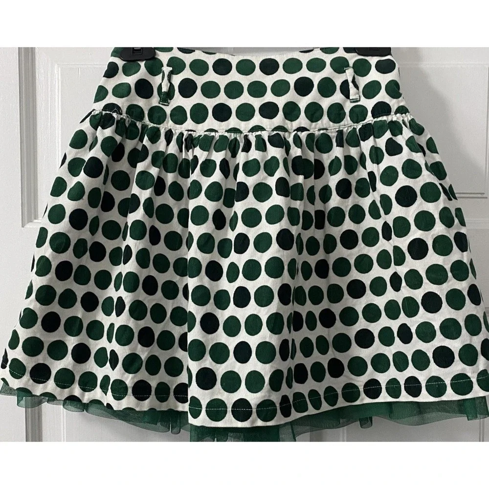 Childrens‎ Place Girls Size 14 White Green Polka Dot Skirt Tulle Lined Party Adj